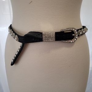 Western Rhinestone Belt Black leather Medium/large
